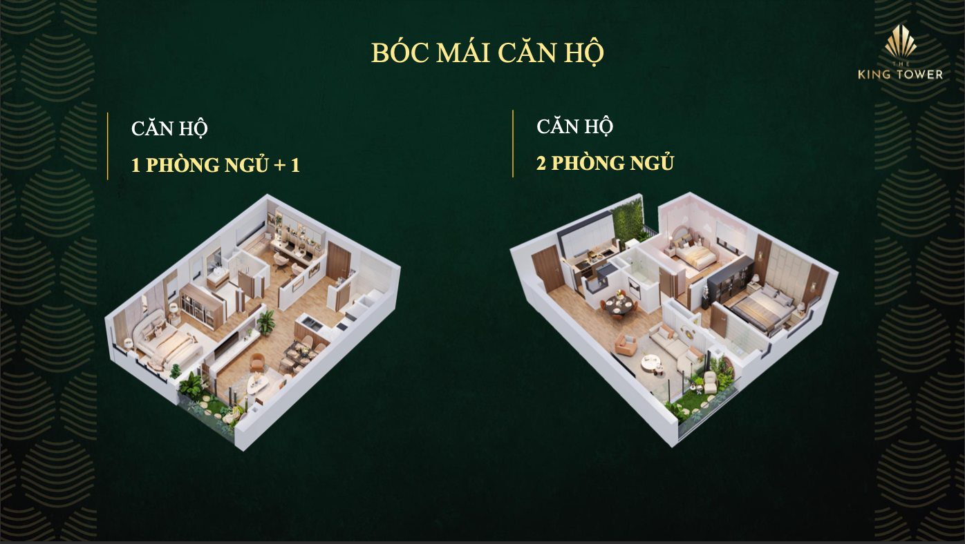 Thiết kế căn hộ 1 PN và 2 PN tại the King Tower Việt Trì